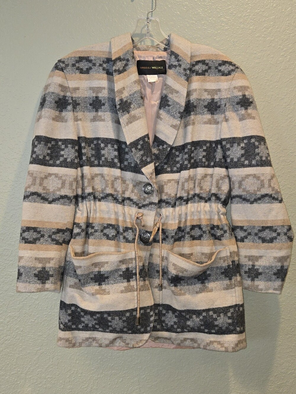 Vintage Harris / Wallace Wool Blend Southwestern Tapestry Jacket XS